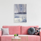 Rushing Creek under Moon Aquarell Print Leinwanddruck (Insitu (Wohnzimmer))