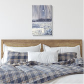 Rushing Creek under Moon Aquarell Print Leinwanddruck (Insitu (Schlafzimmer))