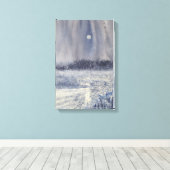 Rushing Creek under Moon Aquarell Print Leinwanddruck (Insitu (Holzboden))