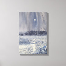 Rushing Creek under Moon Aquarell Print