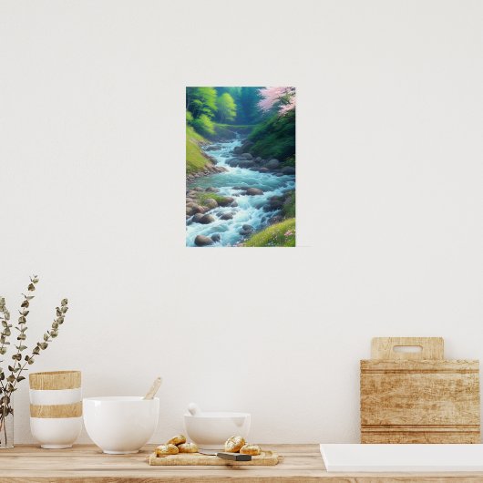 Rushing Mountain Stream Poster (Küche)