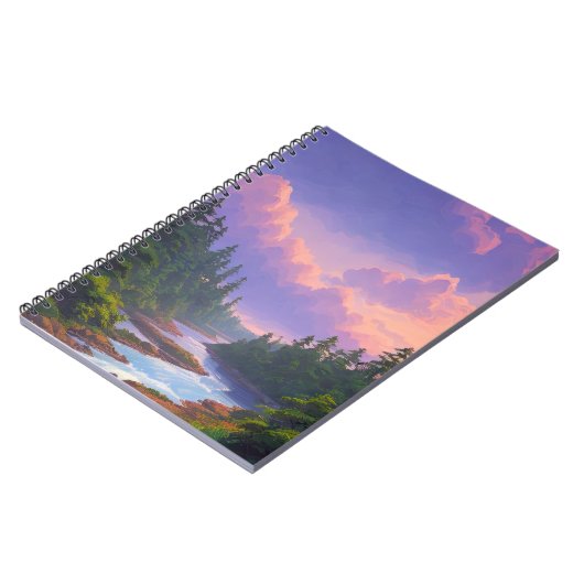 Rushing River and Pine Forest Notizblock (Linke Seite)