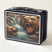 Rushing River Hunt: Der Moment des Powers in Bären Metall Brotdose (Rückseite)