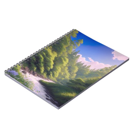 Rushing River im grünen Wald Notizblock (Linke Seite)