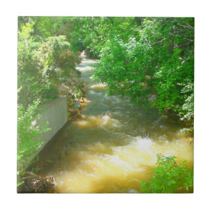 Rushing River under Trees Tile Fliese