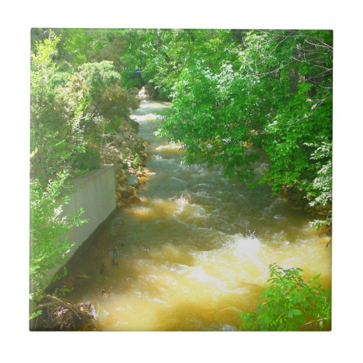 Rushing River under Trees Tile Fliese (Vorderseite)