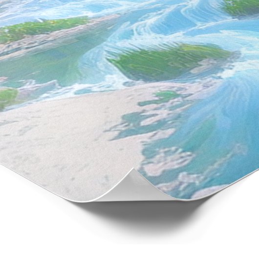 Rushing Stream in Green Field Poster (Ecke)