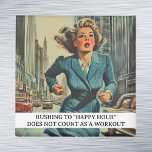 Rushing to Happy Hour Funny Retro 50er Sprichwort Magnet<br><div class="desc">Dieses Design wurde mithilfe von digitaler Kunst erstellt und kann in dem Bereich personalisiert sein, der zur Verfügung gestellt wird, oder indem Sie den Klick wählen, um weitere Optionen anzupassen und den Namen, die Initialen oder die Wörter zu ändern. Sie können auch die Textfarbe und den Textstil ändern oder den...</div>