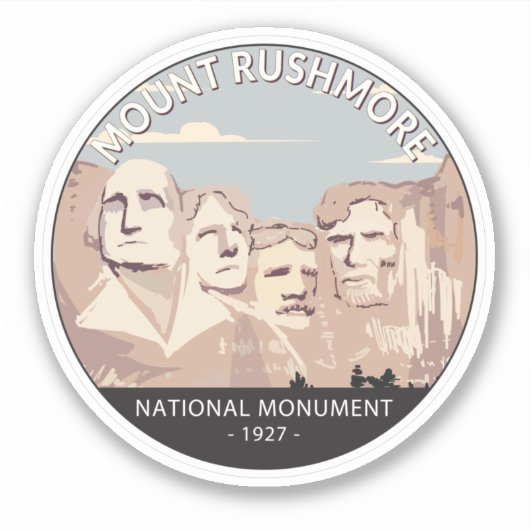 Rushmore National Monument Retro Circle Aufkleber (Vorderseite)
