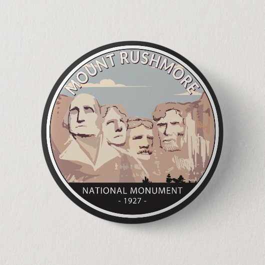 Rushmore National Monument Retro Circle Button (Vorderseite)