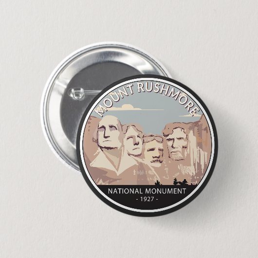 Rushmore National Monument Retro Circle Button (Vorne & Hinten)