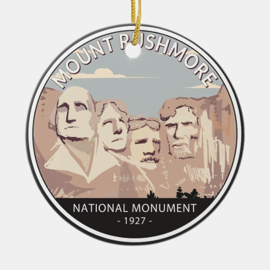 Rushmore National Monument Retro Circle Keramik Ornament (Vorne)
