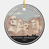 Rushmore National Monument Retro Circle Keramik Ornament (Hinten)