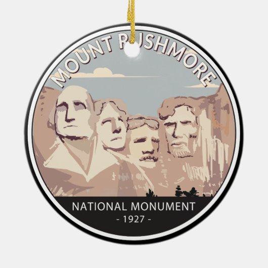 Rushmore National Monument Retro Circle Keramik Ornament (Hinten)