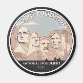 Rushmore National Monument Retro Circle Magnet (Vorne)