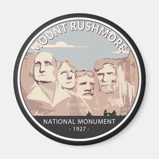Rushmore National Monument Retro Circle Magnet (Vorne)