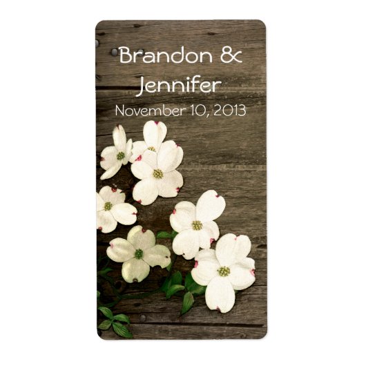 Rusic Fence mit Blume Hochzeit Mini Wine Labels (Vorne)