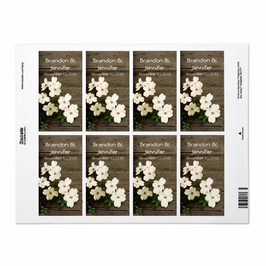 Rusic Fence mit Blume Hochzeit Mini Wine Labels (Vorne)