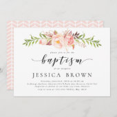 Rusic Floral, Watercolor Peony Baptisk Einladung (Vorne/Hinten)