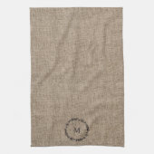 Rusic Laurel Wreath Farmhouse Style Mit Monogramm Geschirrtuch (Vertikal)
