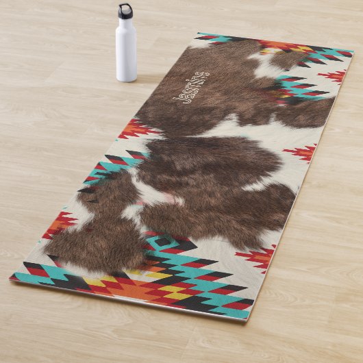 Rusic Southwest Western Cowhide türkis Yogamatte (Beispiel)