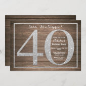 Rusic Überraschung 40. Geburtstag Einladung Silver (Vorne/Hinten)