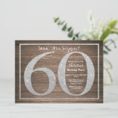 Rusic Überraschung 60. Geburtstag Einladung Silver (Stehend Vorderseite)