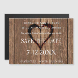 Rusic Wood und Gravur Herz Save the Date Magneteinladung