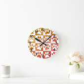 Rusitc Dog Paw druckt in Quadraten dekorativ Runde Wanduhr (Zuhause)