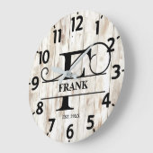 Rusitc Holz Hintergrund F Monogramm Große Wanduhr (Winkel)