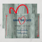 Rusitc Rotes Herz und Holz Save the Date (Vorne/Hinten)