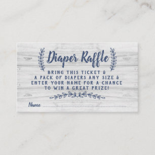 Rusitc Wood Diaper Raffle Ticket, blau, grau Begleitkarte