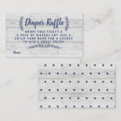 Rusitc Wood Diaper Raffle Ticket, blau, grau Begleitkarte (Vorne/Hinten)