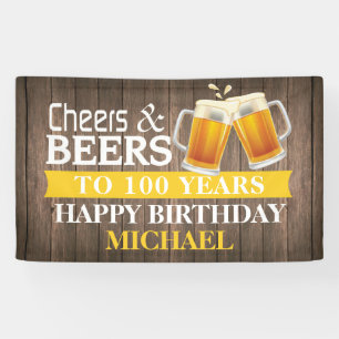 Rusric Cheers Beers Happy 100. Geburtstag Gelb Banner