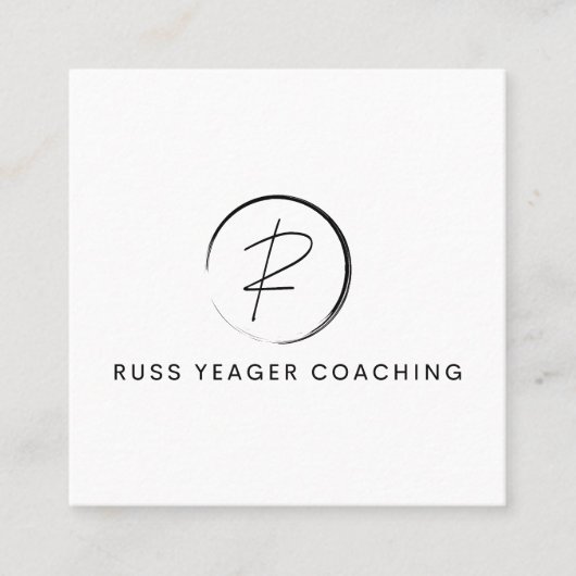 Russ Yeager Coaching Signature Logo Quadratische Visitenkarte (Vorderseite)