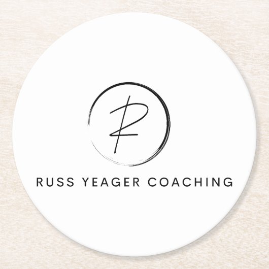 Russ Yeager Coaching Signature Logo Runder Pappuntersetzer (Vorderseite)
