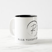 Russ Yeager Coaching Signature Logo Zweifarbige Tasse (Vorderseite Links)