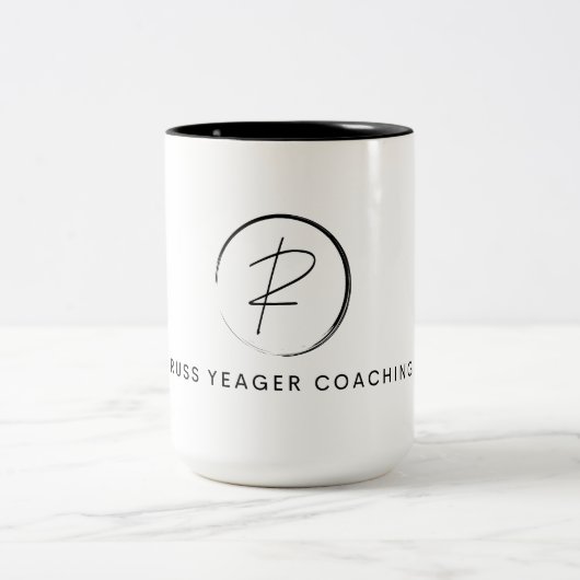 Russ Yeager Coaching Signature Logo Zweifarbige Tasse (Mittel)