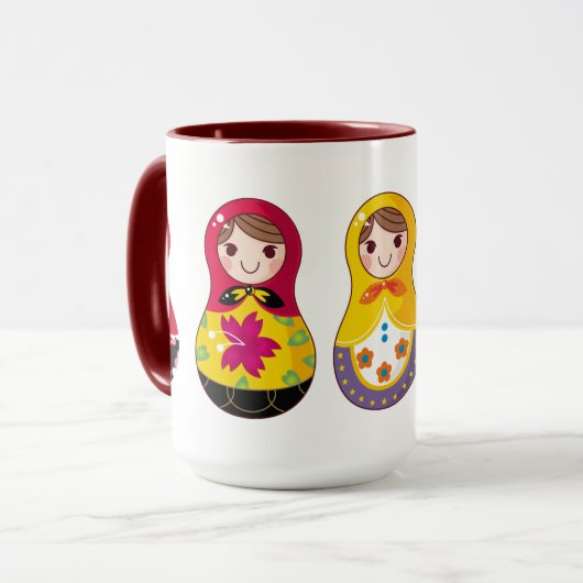 Russe Matrioshka (Matreshka) Tasse (Vorderseite Links)