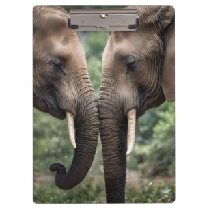 "Rüssel an Rüssel: Eine sanfte Elefantenumarmung"  Klemmbrett