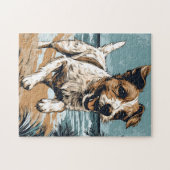 Russel-Terrier am Strand Puzzle (Horizontal)