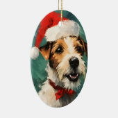 Russel Terrier Weihnachtsmalerei Keramik Ornament (Rechts)