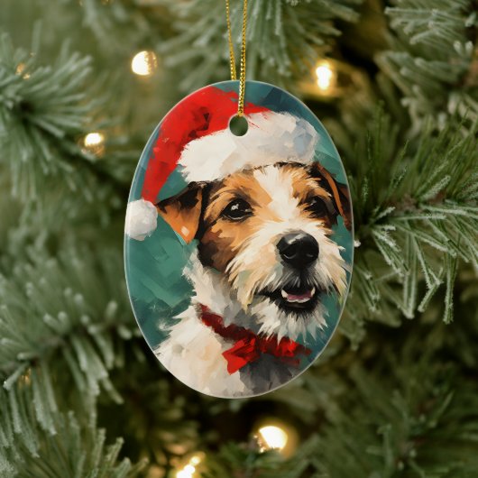 Russel Terrier Weihnachtsmalerei Keramik Ornament (Baum)