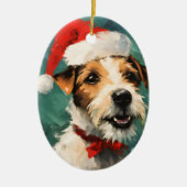 Russel Terrier Weihnachtsmalerei Keramik Ornament (Vorne)