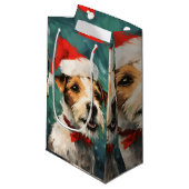 Russel Terrier Weihnachtsmalerei Kleine Geschenktüte (Vorderseite Schrägansicht)