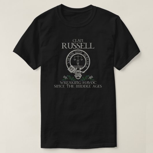 Russell Clan Wappen Schottischer Nachname tartan T T-Shirt (Design vorne)
