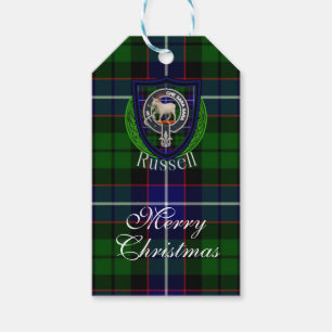 Russell schottischer Clan-Tartan & Wappen Geschenkanhänger