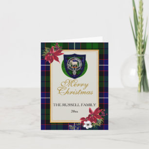 Russell Schottischer Clan Tartan & Wappen Karte