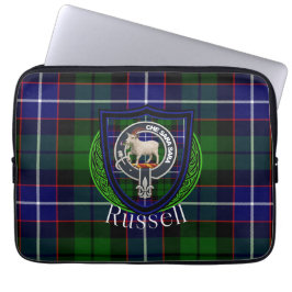 Russell Scottish Clan Tartan and Crest  Laptopschutzhülle