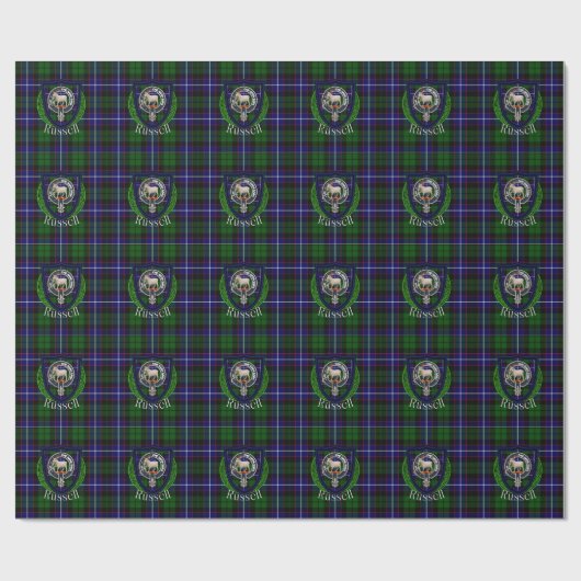 Russell Scottish Clan Tartan & Crest Geschenkpapier (Flach)